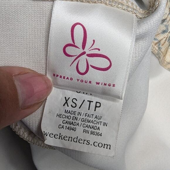 Vtg Y2K Weekenders Ivory Blue Leopard Print Longline Collared Duster Jacket XS - Picture 5 of 6